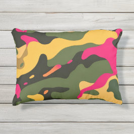Cojín De Exterior Pilar de acento abstracto de camo