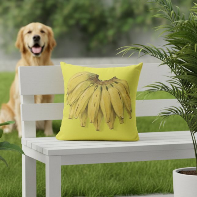 Cojín De Exterior Pilar exterior amarillo banano 16x16 (Yellow outdoor pillow - 16x16 - bananas! )