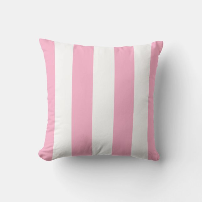 Cojín De Exterior Pilar lumbar rosa y franja blanca Flamingo (Anverso)