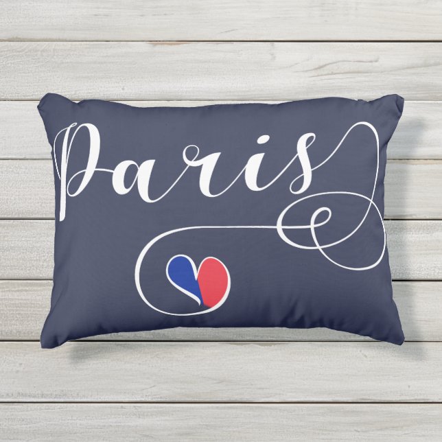 Cojín De Exterior Pillow, acento cardíaco de París, Francia (Anverso)