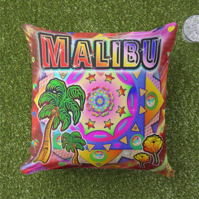 Cojín De Exterior Pillow de los amigos tropicales de Malibu (Césped)