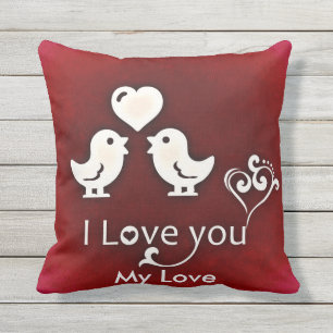 Cojín De Exterior Pillow de los pequeños pájaros amorosos de persona