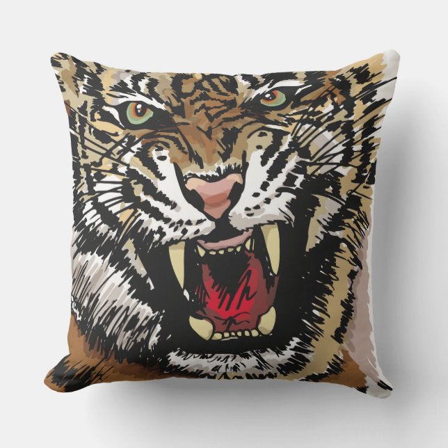 Cojín De Exterior Pillow del tigre salvaje (Anverso)