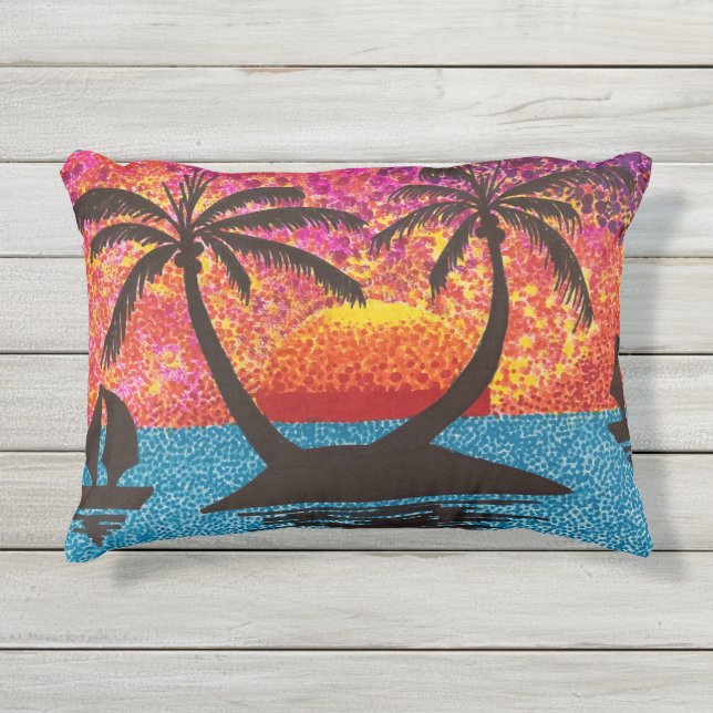 Cojín De Exterior Pillow - Isla Tropical Sunset (Anverso)