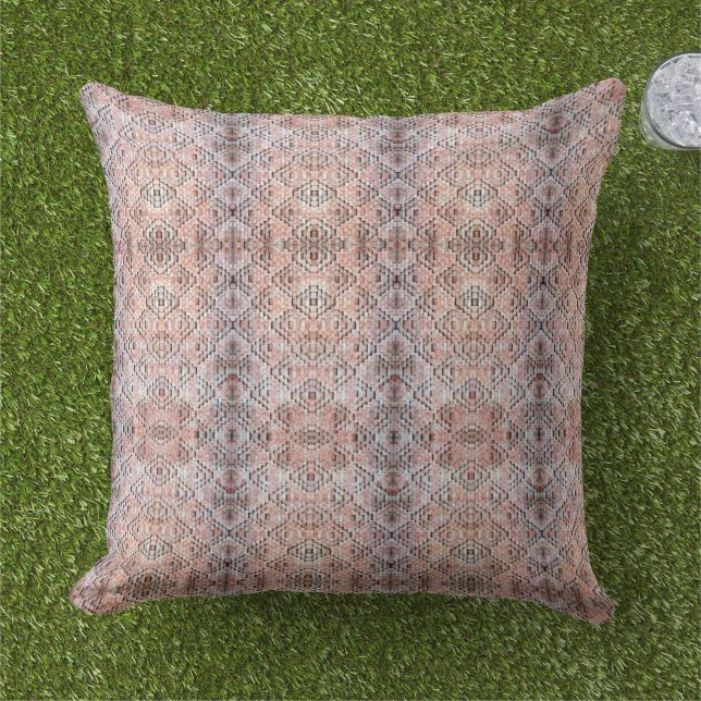 Cojín De Exterior Pillow - Ladrillos rojos Kaleidoscópicos (Césped)