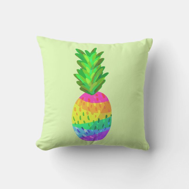 Cojín De Exterior Piña arcoiris (Anverso)