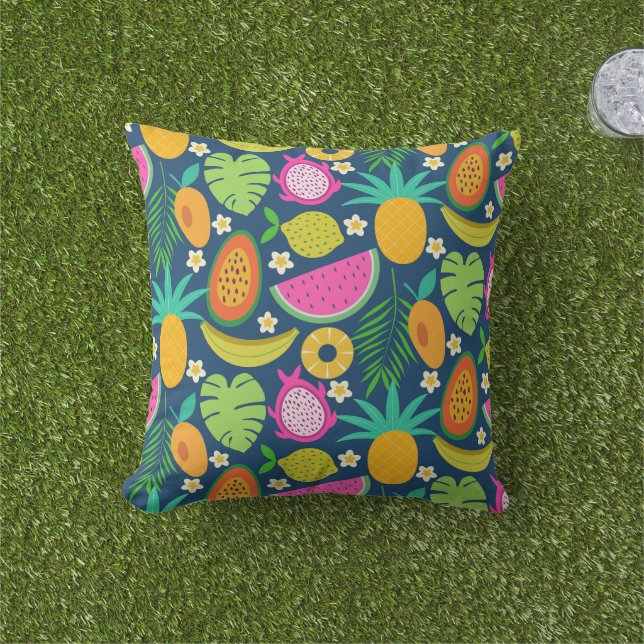 Cojín De Exterior Pineapple Tropical Banana sandía Frutos Jardín (Césped)