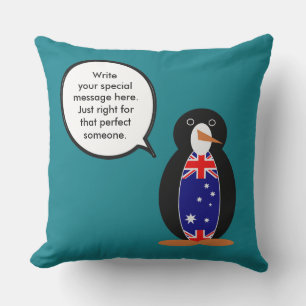 Cojín De Exterior Pingüino parlante australiano personalizado