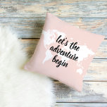 Cojín De Exterior Pink positivo vamos al mapa mundial de aventuras<br><div class="desc">Pink positivo vamos al mapa mundial de aventuras</div>