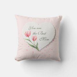 Cojín De Exterior Pink Tulips Heart Mother's Day Gift