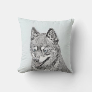 Cojín De Exterior Pintura de Alaskan Klee Kai - Arte Perro Original.