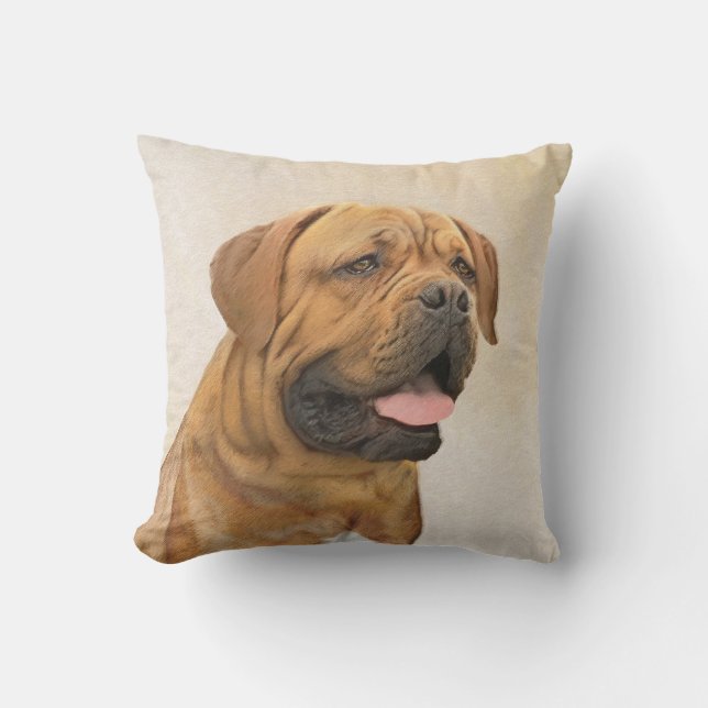 Cojín De Exterior Pintura de Dogue de Burdeos - Arte de perro origin (Anverso)