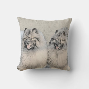 Cojín De Exterior Pintura de Keeshond Brothers - Arte Perro Original