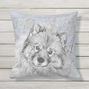 Cojín De Exterior Pintura Keeshond Beth - Arte Perro Original.