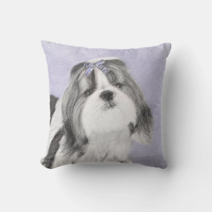 Cojín De Exterior Pintura Shih Tzu - Arte Perro Original.