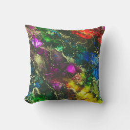Cojín De Exterior Pintura sintética psicodélica de tinta de alcohol