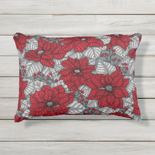 Cojín De Exterior Pinturas rojas y bayas, diseño de Navidades