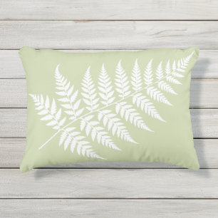 Cojín De Exterior Pistacho Verde Blanco Helecho Elegante Inspirado e