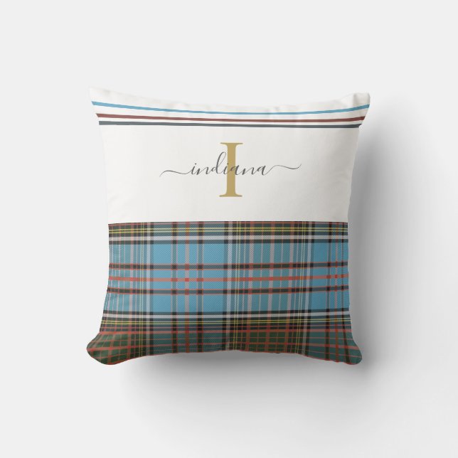 Cojín De Exterior Plaid Monogram Clan Anderson Rustic Tartan (Anverso)