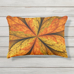 Cojín De Exterior Planta de otoño, hoja de arte fractal abstracta mo