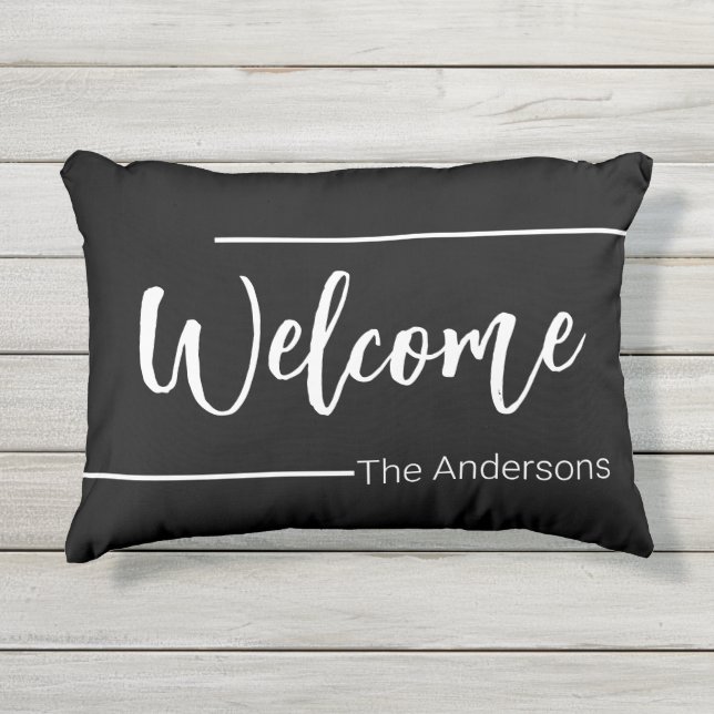 Cojín De Exterior Plantilla de texto de guión de bienvenida en blanc (Anverso)