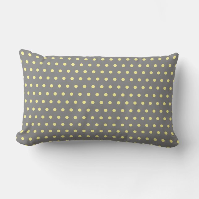 Cojín De Exterior Polka Amarillo pequeño con Personalizado gris (Anverso)