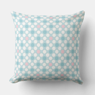 Cojín De Exterior Polka pega retro azul rosado blanco