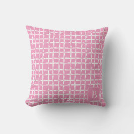 Cojín De Exterior Preppy Bamboo – Pink Coastal Monogram 