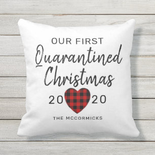 Cojín De Exterior Primera Navidad en cuarentena moderna personalizad