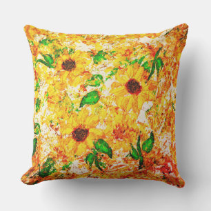 Cojín De Exterior Primitive Sunflowers Green Deja Rustic