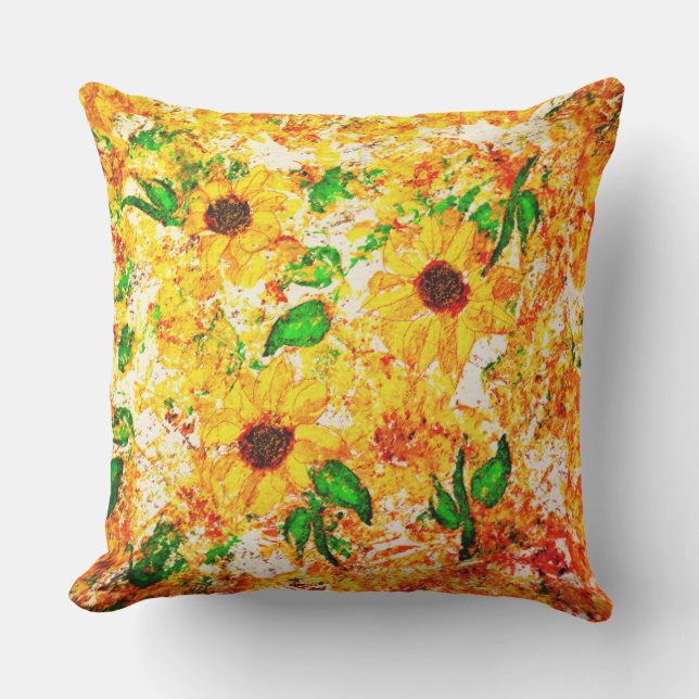 Cojín De Exterior Primitive Sunflowers Green Deja Rustic (Anverso)