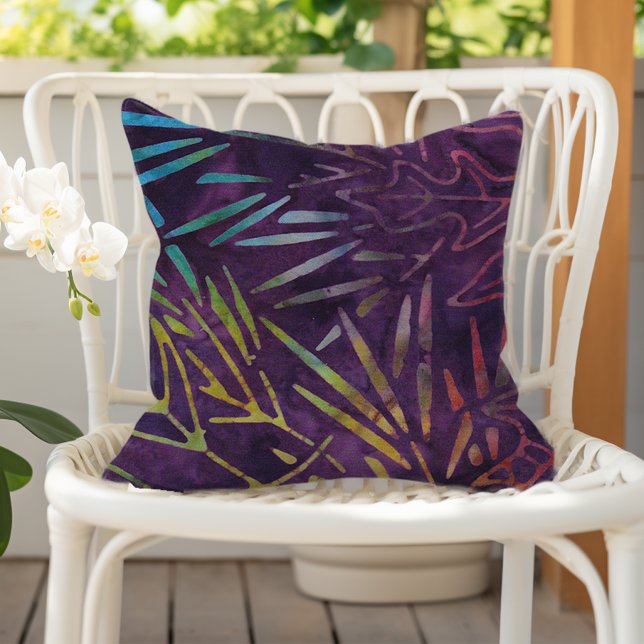 Cojín De Exterior Purple Boho Batik Foliage Pattern (Subido por el creador)