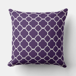 Cojín De Exterior Quatrefoil Eggplant Dark Decoración Blanco Púrpura