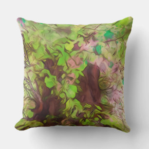 Cojín De Exterior Ramas gruesas del árbol viejo verdes y magia