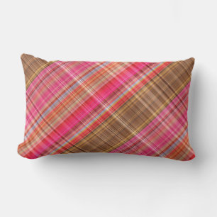 Cojín De Exterior Raspberry Tartan Plaid Lumbar Pillow