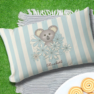 Cojín De Exterior Rayas Azules Pasadas Oso Koala Lindo Niños Exterio
