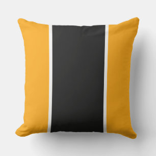 Cojín De Exterior Rayas Blancas Negras Modernas En Naranja Amarillo 