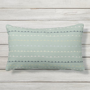 Cojín De Exterior Rayas caprichosas modernas azul marino verde menta