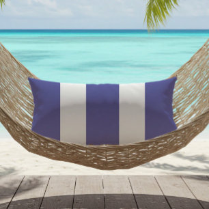 Cojín De Exterior Rayas de cabana azules blancas y caracoles al aire