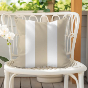 Cojín De Exterior Rayas de Cabaña Beige y Blanco Arena