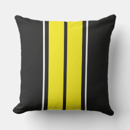 Cojín De Exterior Rayas de Carreras Blanca Amarilla Brillantes En Ne