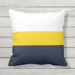 Cojín De Exterior Rayas de color amarillo blanco y de la marina