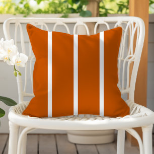 Cojín De Exterior Rayas Finas Blancas Naranja Quemada
