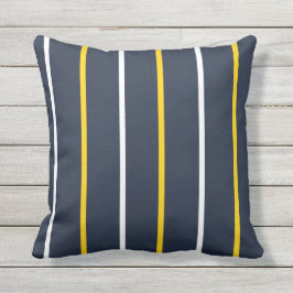 Cojín De Exterior Rayas verticales amarillas blancas de la marina