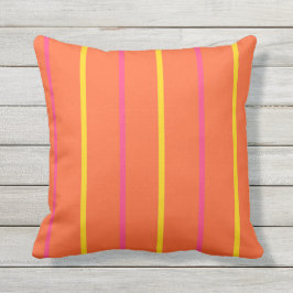 Cojín De Exterior Rayas verticales finas de color amarillo y rosa na