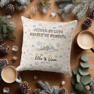 Cojín De Exterior Recuerdo de Pareja de Pastel Arcoíris Silueta