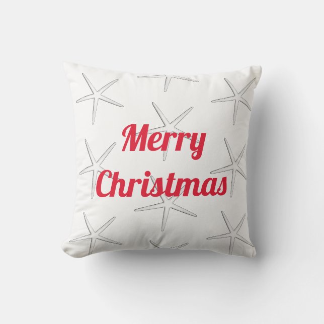 Cojín De Exterior Red Merry Christmas White Starfish Patterns Gift (Anverso)