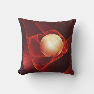 Cojín De Exterior Resumen arte fractal moderno de crema roja