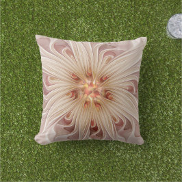 Cojín De Exterior Resumen Arte Fractal Peach Pastel Moderno