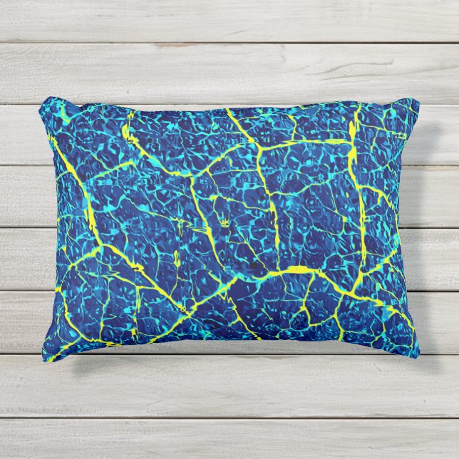 Cojín De Exterior Resumen azul / amarillo (Anverso)